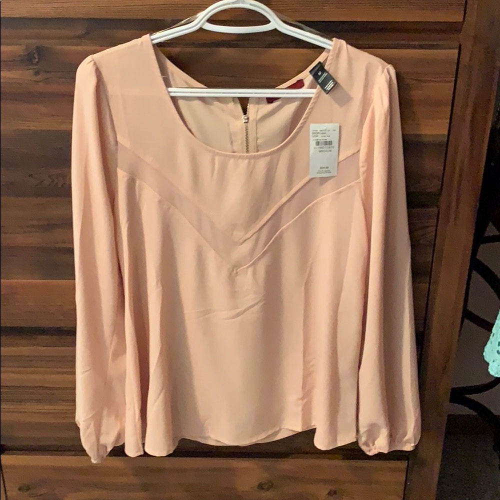 Blush pink sheer long sleeve
